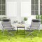 Gray Folding Lounge Chair Set With Footrest And Coffee Table Outdoor Patio 2-Piece